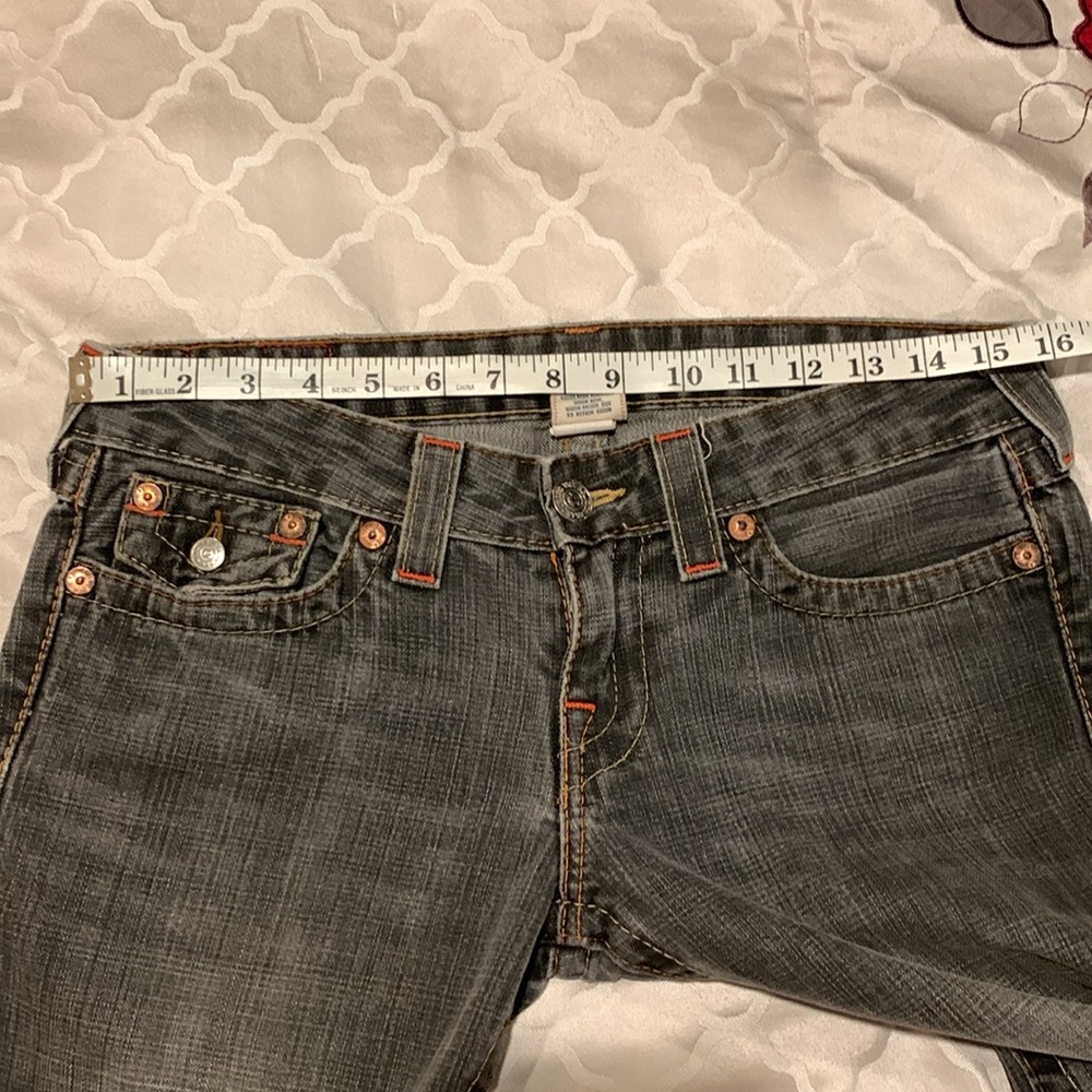 True Religion Jeans Grey orange stitching women’s Size 28 - Picture 10 of 11
